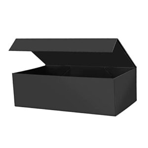 gift box 1pc 12x7x4 inches, groomsman box, rectangle collapsible box with magnetic lid, large wrap cardboard paper shipping storage box, presents box for wedding christmas birthdays (matte black)