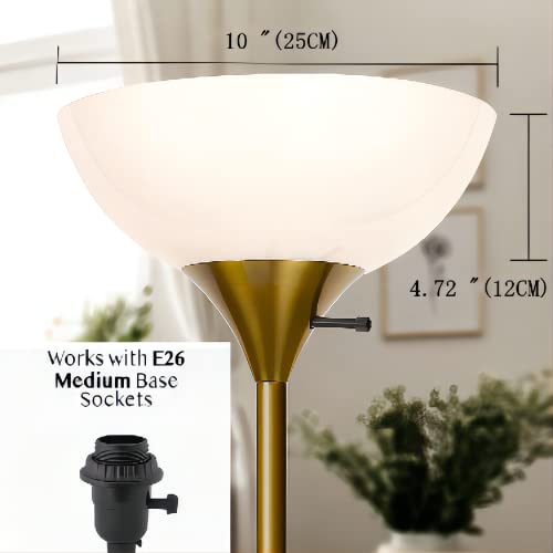 Floor Lamp Shade 2 Pack Torchiere Lamp Shades Replacement, 10 inch Diameter, 1.65 inch Fitter, Plastic Bowl White Lamp Shades for Floor Lamps Upright