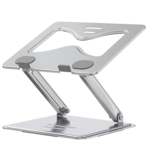 HUANUO Adjustable Laptop Stand for Desk, Computer Stand for Laptop, Laptop Stand Adjustable Height, Foldable Portable Laptop Riser Compatible with 10"-17" Laptops, Notebooks, Tablets, Silver