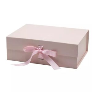 Unboxme Pink Luxury Gift Box - 10.5x 8.5 x 4.2 Inches-with Satin Ribbon | Matte Textured Finish Box for Wedding Christmas-Bridal and Baby Shower Gifts