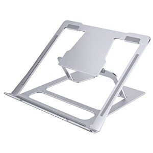 coomaxx adjustable laptop stand for desk, ergonomic aluminum computer stand, riser notebook holder stand compatible for macbook, air, pro, dell xps, hp, samsung, lenovo more 10-17″ laptops(silver)