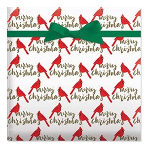 christmas cardinals jumbo rolled gift wrap – 1 giant roll, 23 inches wide by 32 feet long, heavyweight, tear-resistant, holiday wrapping paper