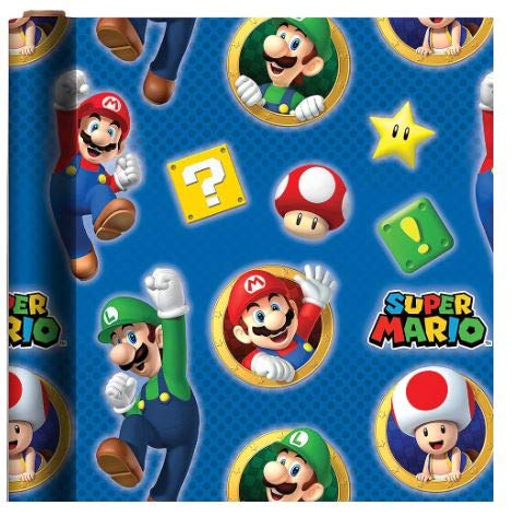 SUPER MARIO THEME GIFT WRAPPING PAPER 20 sq ft.(1 Roll)