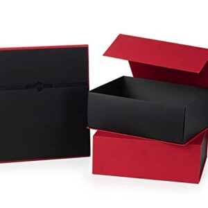 AimtoHome Gift Box 13.4x10x5 Inches,Red Black Gift Box with Lid,Collapsible Bridesmaid Groomsmen Proposal Box with Magnetic,Gift Boxes for Presents,Valentines day Wedding Christmas Birthdays Gift Packging(Pack of 3)