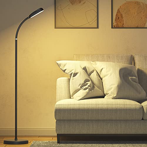 IPARTS EXPERT Smart Floor Lamp, Rechargeable Type-C Cordless Lamp Touch Control LED Standing Light, F Gooseneck ,3 Colors Stepless Dimmable Floor Light for Living Room Bedroom Office (Black)