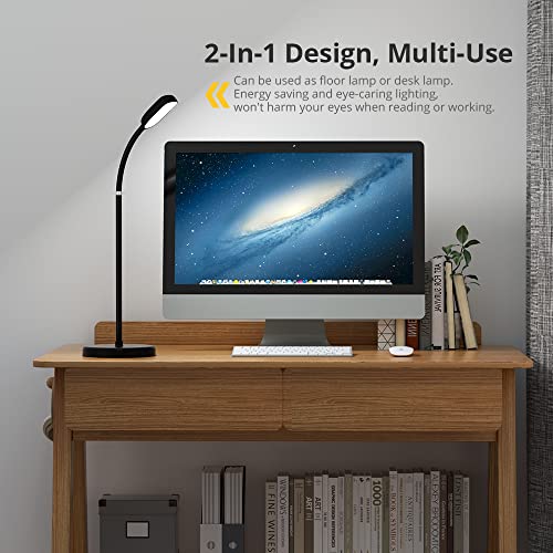 IPARTS EXPERT Smart Floor Lamp, Rechargeable Type-C Cordless Lamp Touch Control LED Standing Light, F Gooseneck ,3 Colors Stepless Dimmable Floor Light for Living Room Bedroom Office (Black)