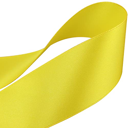 Nsilu 25 Yards 1-1/2 inches Wide Satin Ribbon Suitable for Wedding, Party and Gift Box Packaging Ribbon (Yellow, 1-1/2")