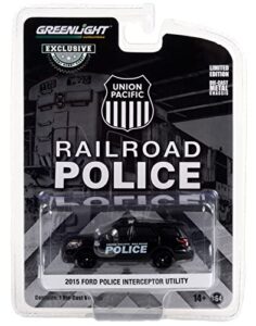 2015 police interceptor utility black union pacific railroad police hobby exclusive series 1/64 diecast model car by greenlight 30386
