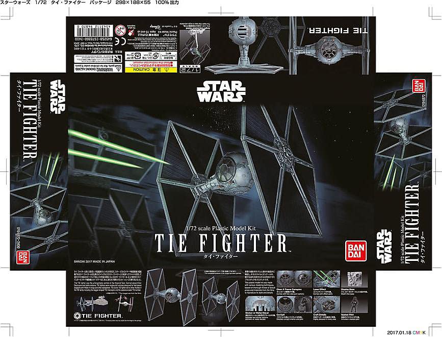 Revell 01201/1201 TIE Fighter Star Wars Darth Vader Model Kit, Grey/Black, 1/72