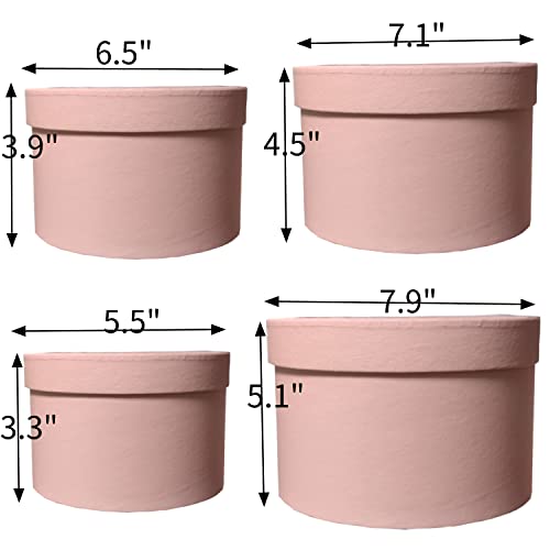 Aberido Pink Gift Boxes with Lids Set of 4 Luxury Nesting Gift Boxes with Window Round Gift Box for Women or Men Perfect for Creating Exquisite DIY Gifts