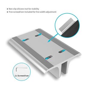 Vertical Laptop Stand Holder Adjustable Desktop Notebook Dock Space-Saving Three-in-one for All MacBook Pro Air, Mac,HP, Dell, Microsoft Surface,Lenovo, up to 17.3 inch Silver