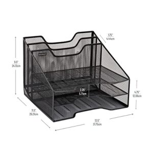 Mind Reader Desk Mesh Organizer Storage, 5 Compartment, Black