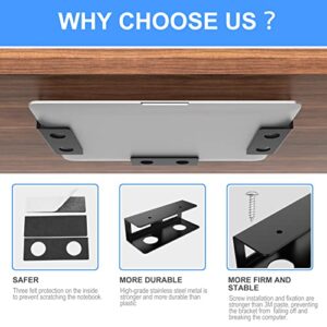 GOME Under Desk Laptop Mount Metal Bracket with Felt Board to Protect Your Laptop, Under Desk Laptop Tray Holder Desk Shelf with Screws to Enhanced Stability