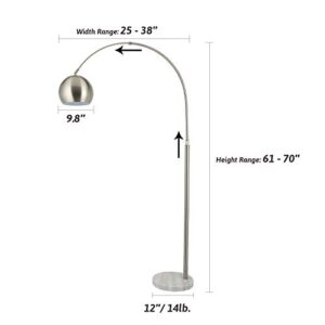 VONLUCE Modern Arc Floor Lamp with 360° Rotatable Hanging Shade, Adjustable Nickel Standing Reading Light with Marble Base, Contemporary Arch Metal Pole Task Lamp for Living Room Couch Sofa, 70 Inch