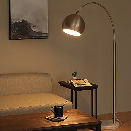 VONLUCE Modern Arc Floor Lamp with 360° Rotatable Hanging Shade, Adjustable Nickel Standing Reading Light with Marble Base, Contemporary Arch Metal Pole Task Lamp for Living Room Couch Sofa, 70 Inch