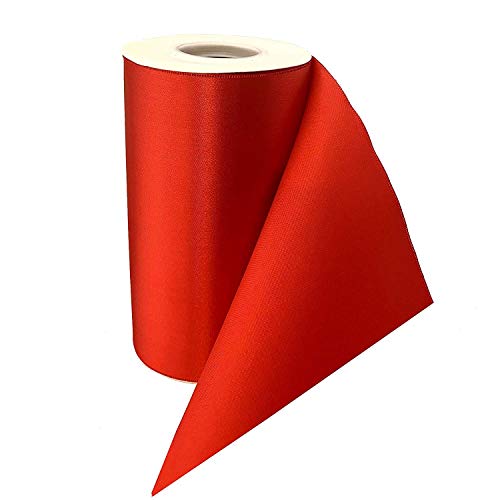 Grand Opening Ceremony Red Ribbon - 6" x 25 Yards, Double Wide, Satin, Memorial Day, 4th of July, Gift Wrap, Store Front, Indoor Display, Valentine's Day