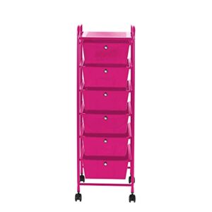 Urban Shop 6 Drawer Rolling Storage Cart, Pink