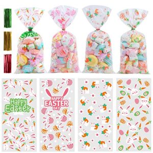 steford easter clear cellophane bags,120pcs clear candy cookie treat bags for easter supplies