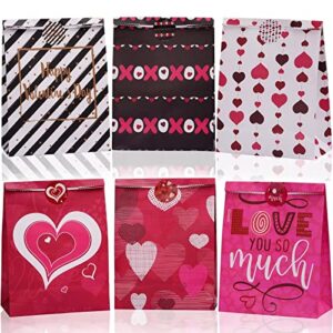 scione 24 pcs valentines day gift bags, valentines party favors bags with stickers, classroom gift exchange giving goody bags candy treat bags for gift wrapping