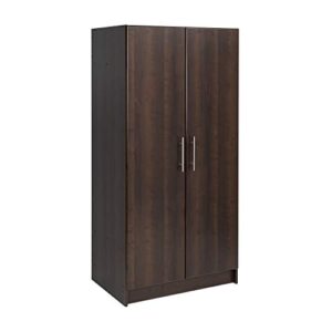prepac elite 2 door wardrobe cabinet, 32″ w x 65″ h x 20″ d, espresso