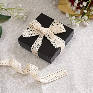 Cardboard Jewelry Boxes 10 Pack - 3.5"x3.5"x1" Bulk Cotton Filled Small Gift Boxes with Lids for Jewelry Packaging (Black Gloss)