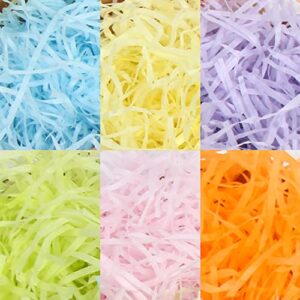 lomimos 120g/4.23oz easter colorful grass raffia cut paper confetti shred filler,for gift wrapping diy basket box filling party decoration(6 colors)