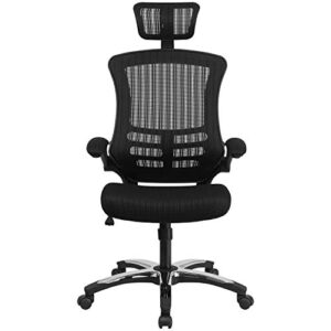 Flash Furniture Kelista High-Back Black Mesh Swivel Ergonomic Executive Office Chair with Flip-Up Arms and Adjustable Headrest