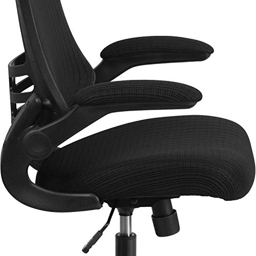 Flash Furniture Kelista High-Back Black Mesh Swivel Ergonomic Executive Office Chair with Flip-Up Arms and Adjustable Headrest