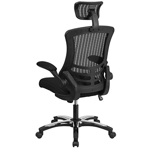 Flash Furniture Kelista High-Back Black Mesh Swivel Ergonomic Executive Office Chair with Flip-Up Arms and Adjustable Headrest