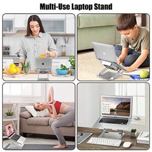 Adjustable Laptop Stand with Cooling Fan, Aluminium Alloy Multi-Angle Computer Holder for Desk, Portable Notebook Metal Mount Compatible with MacBook, Air, Pro, Dell, Alienware All Laptops 11"-17.3"