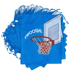 blue panda basketball party favor drawstring gift bags (12 x 10 in, 12 pack)