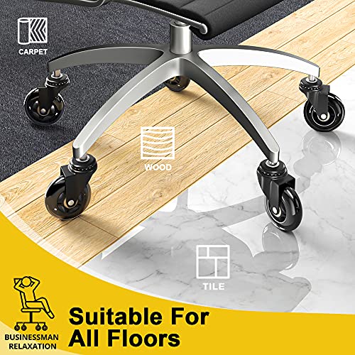 Office Chair Wheels，Heavy Duty Casters Set of 5,Caster Wheels 3 Inch, Suitable for All Floors (Carpet, Hardwood), Rubber Replacement Casters That Most Computer Chairs, Game Chairs,Desk Chairs Can Use