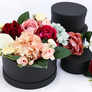 Bengnkes Round Gift Box Black Gift Boxes with Lids for Presents 4 Packs Luxury Nesting Gift Boxes Small with 17ft Ribbon for Bridesmaid Valentines Mother's day Graduation