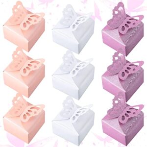 zonon 60 pieces butterfly favor boxes valentine chocolate box romantic diy wedding candy box boys girls baby shower boxes birthday treat present wrap decorations (white, pink, purple)