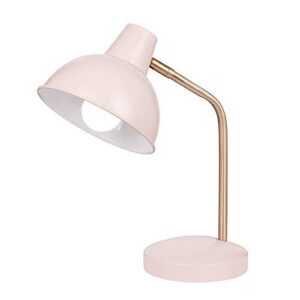 globe electric 67339 16″ desk lamp, matte rose, matte gold arm, clear cord, in-line on/off switch, home décor, lamp for bedroom, home office accessories, desk lamps for home office, desk light
