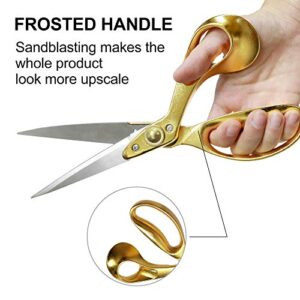 Fabric Scissors, 10 Inch Sewing Scissors, Professional Leather Craft Tailor Scissors, Comfortable Golden Frosted Handles, Heavy Duty Scissors for Fabric Leather Cutting (Gold)