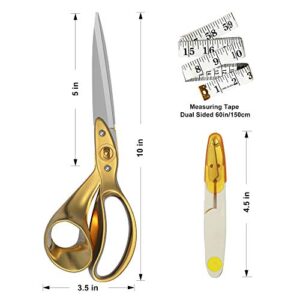 Fabric Scissors, 10 Inch Sewing Scissors, Professional Leather Craft Tailor Scissors, Comfortable Golden Frosted Handles, Heavy Duty Scissors for Fabric Leather Cutting (Gold)