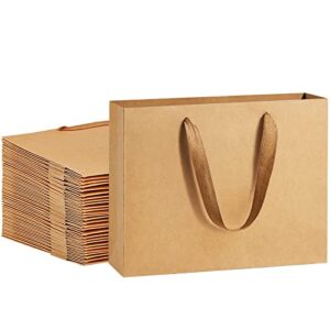 bagdream gift paper bags 10.6×3.1×8.3 gift bags 50pcs heavy duty kraft brown paper bags with handles soft cloth, party favor bags shopping bags retail merchandise bags wedding party gift bags