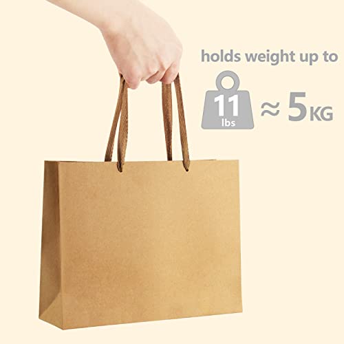 BagDream Gift Paper Bags 10.6x3.1x8.3 Gift Bags 50Pcs Heavy Duty Kraft Brown Paper Bags with Handles Soft Cloth, Party Favor Bags Shopping Bags Retail Merchandise Bags Wedding Party Gift Bags