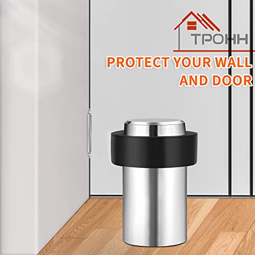 1PCS Stainless Steel Cylindrical Universal Door Stop, 2-3/8 Inch Brushed Finish Door Stopper with Rubber Bumper – Protects Walls from Door Knob Damage by TPOHH