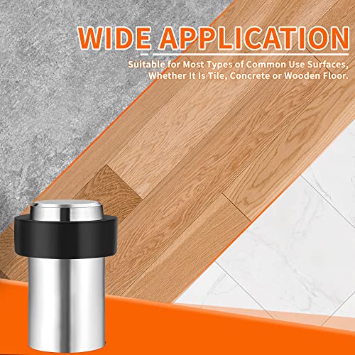 1PCS Stainless Steel Cylindrical Universal Door Stop, 2-3/8 Inch Brushed Finish Door Stopper with Rubber Bumper – Protects Walls from Door Knob Damage by TPOHH