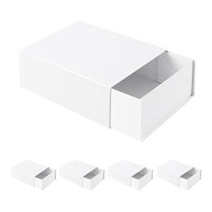 bakipack 5 gift boxes, white gift boxes, 7×4.9×2.4 inches, keepsake boxes, small rectangle gift boxes with lids for presents (matte white)