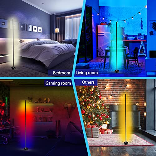 Bricuba RGBIC Corner Floor Lamp, Smart LED Lamp Work with Alexa & GoogleHome, WiFi App Control, DIY & Scene mode Modern Floor Lamp, Dimmable/Timing/Music Sync, 16 Million Colors Changing Lamp for Home