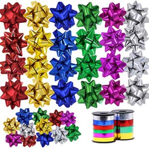 lulu home christmas gifts bows, 48 pieces self adhesive gifts bows for decoration, gift wrap, wedding, party