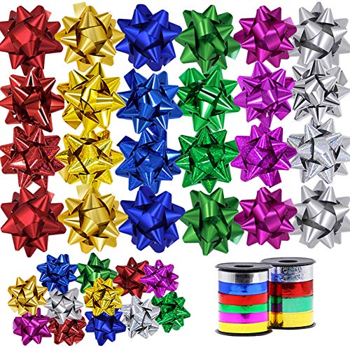 Lulu Home Christmas Gifts Bows, 48 Pieces Self Adhesive Gifts Bows for Decoration, Gift Wrap, Wedding, Party