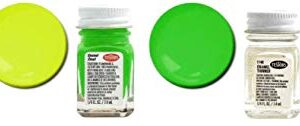 Testors Fluorescent Enamel Paint Variety, Orange, Yellow, Blue, Pink, Green, and Thinner 1/4 oz (Pack of 11) - with Make Your Day Paintbrushes