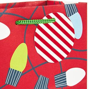 Hallmark Gift Bags Assorted Sizes (8 Bags: 3 Small 6", 3 Medium 9", 2 Large 13") Red, Green, Blue Stripes, Lights, "Merry Merry Christmas!"