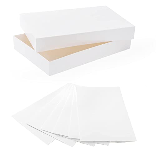 JOYIN 12 PCS White Large Gift Boxes 17" x 11" x 2.4" Cardboard Shirt Boxes with Lids for Sweaters, Robes for Christmas, Holiday, Xmas, Father's Day, Birthdays Gift Wrapping