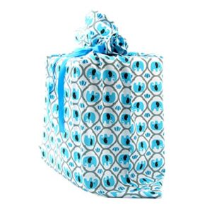 VZWraps Elephants Reusable Fabric Gift Bag for Baby Shower, Child’s Birthday, or Any Occasion (Jumbo 27 Inches Wide by 33 Inches High, Turquoise Blue)