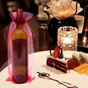 40pcs Organza Wine Bags Drawstring Organza Wine Bottle Gift Bags Sheer Organza Wine Wrapping Bags for Bottle Wrap Christmas Wedding Party Favors Samples Display Decoration, 5.3x14.5 inch(Multicolor)